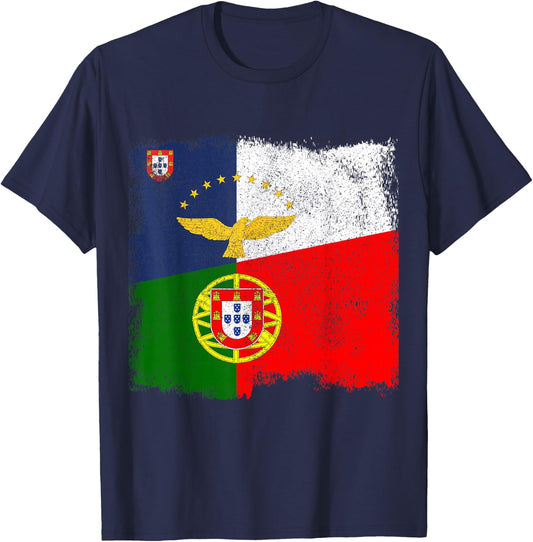Azores Portugal Portuguese Flag Vintage Souvenir T-Shirt - T-Shirt | Navy