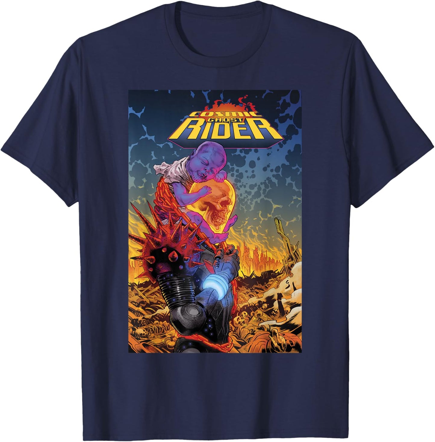 Marvel Cosmic Ghost Rider Comic Book Cover T-Shirt - T-Shirt | Navy