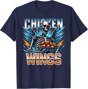 Wing Lover Bootleg Rap CDs Aesthetic Funny Chicken Skeleton T-Shirt - T-Shirt | Navy