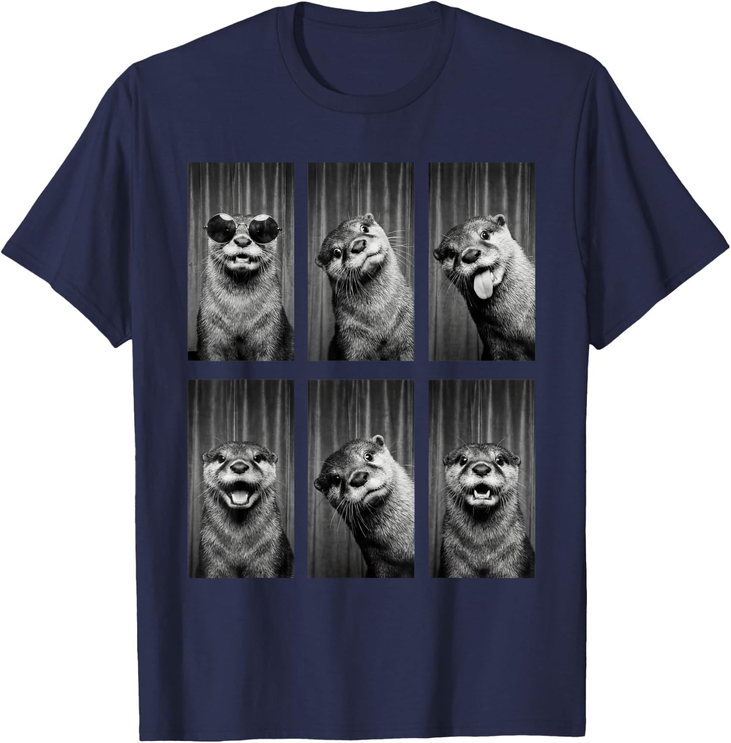 Otter Photobooth Funny Sea Animal Portrait T-Shirt - T-Shirt | Navy