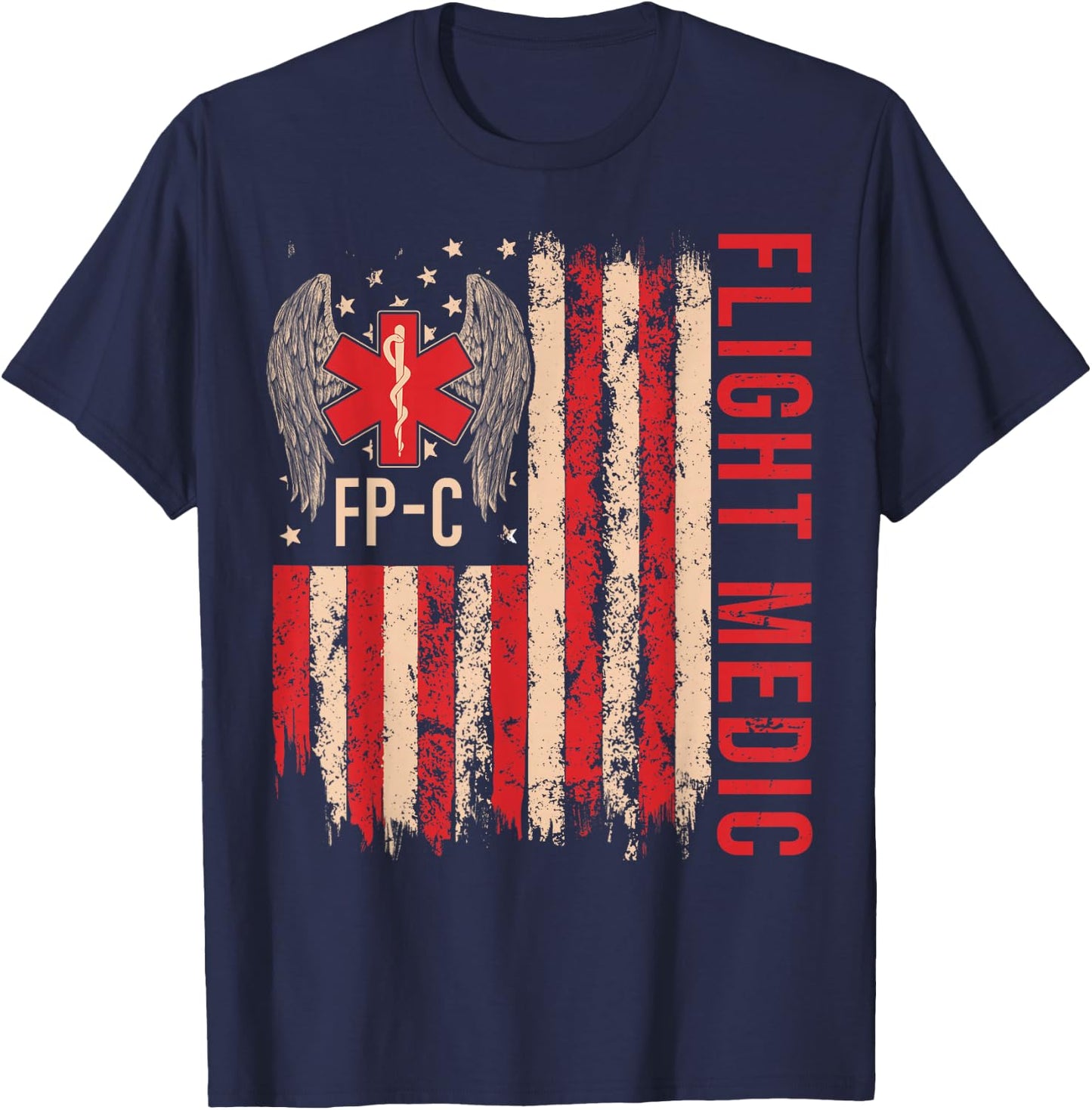 Flight Medic USA American Flag Air Flight Paramedic FP-C T-Shirt - T-Shirt | Navy