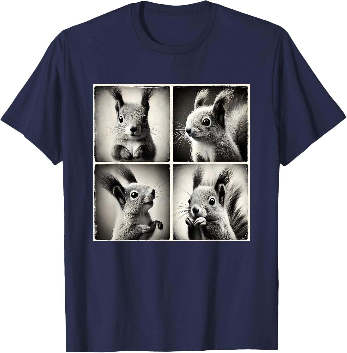 Squirrel Selfie Funny Cute Meme Art Vintage Animal Lover T-Shirt - T-Shirt | Navy