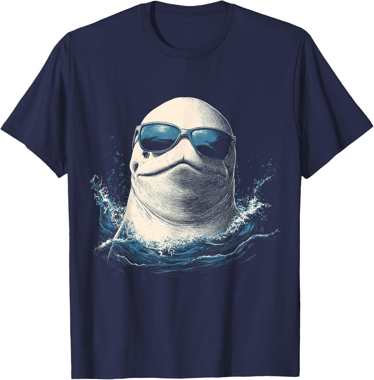 Beluga Whale Animal Motif Artwork Beluga Whale T-Shirt - T-Shirt | Navy