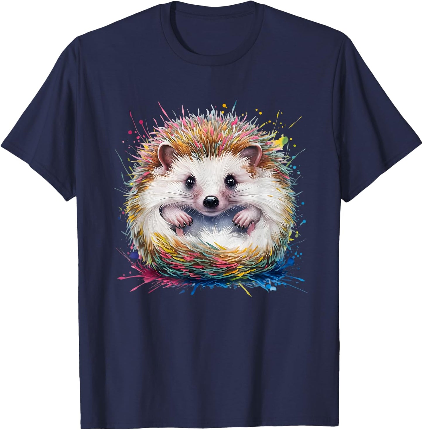 Hedgehog Men Woman Colorful Watercolor Hedgehog T-Shirt - T-Shirt | Navy
