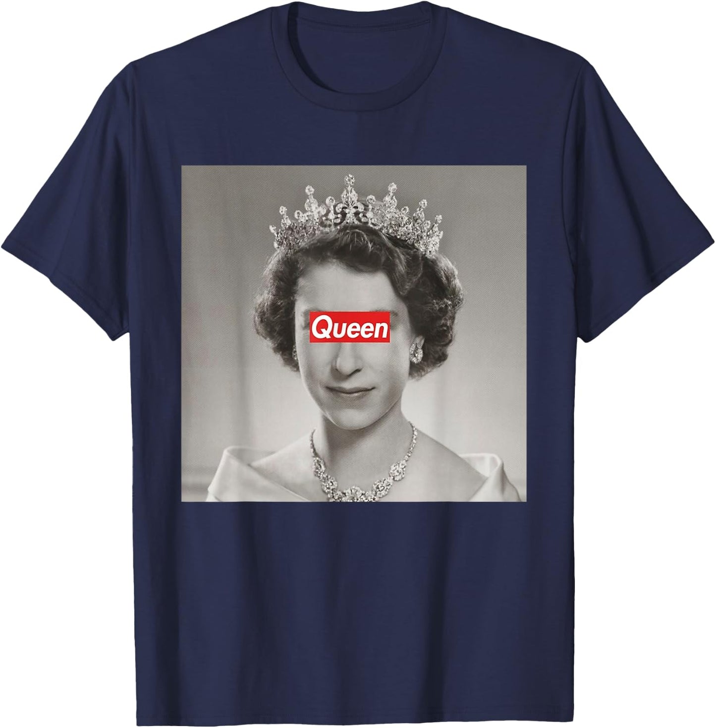 Queen II Elizabeth England Queen of England , black T-Shirt - T-Shirt | Navy