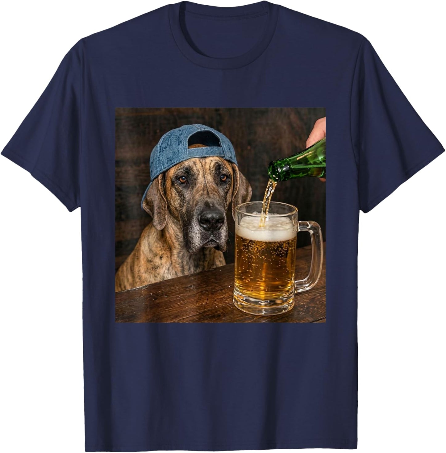 Great Dane Drinking Beer Funny Great Dane Dog Meme T-Shirt - T-Shirt | Navy