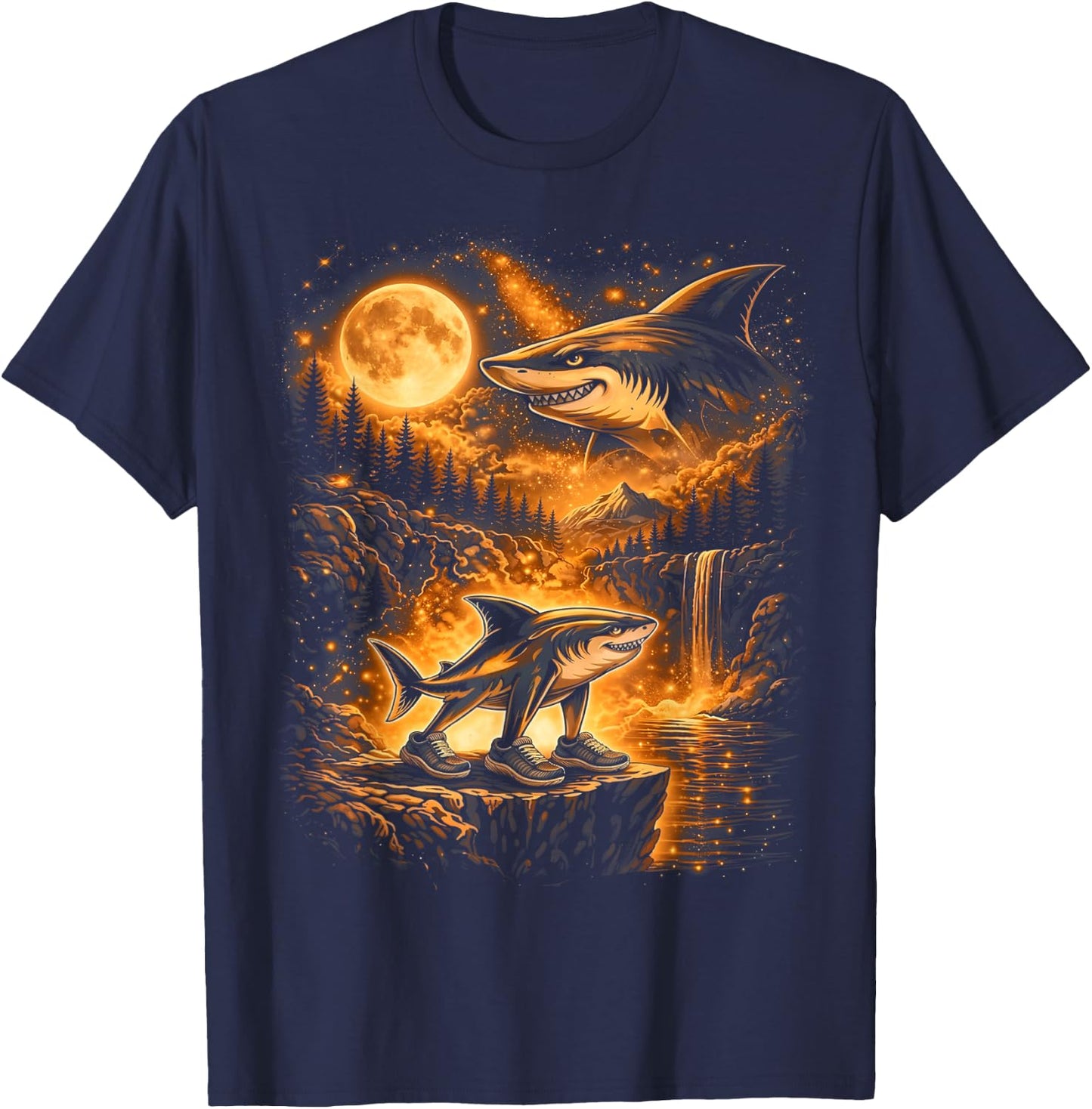 Vintage Moonlight Tralalero Tralala Brainrot Gifts for Kids T-Shirt - T-Shirt | Navy