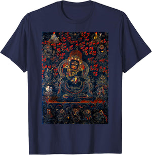 Mahakala Protector Tibetan Buddhist Thangka Mandala Buddhism T-Shirt - T-Shirt | Navy
