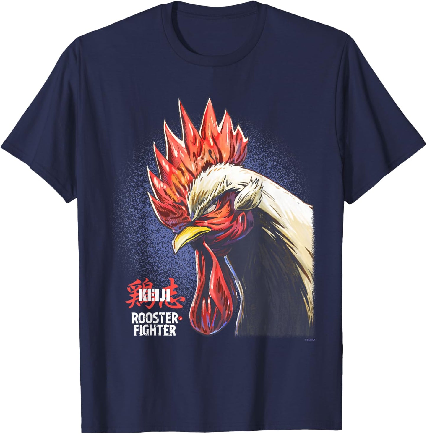 Rooster Fighter Keiji Jumbo Portrait with Logo Anime T-Shirt - T-Shirt | Navy