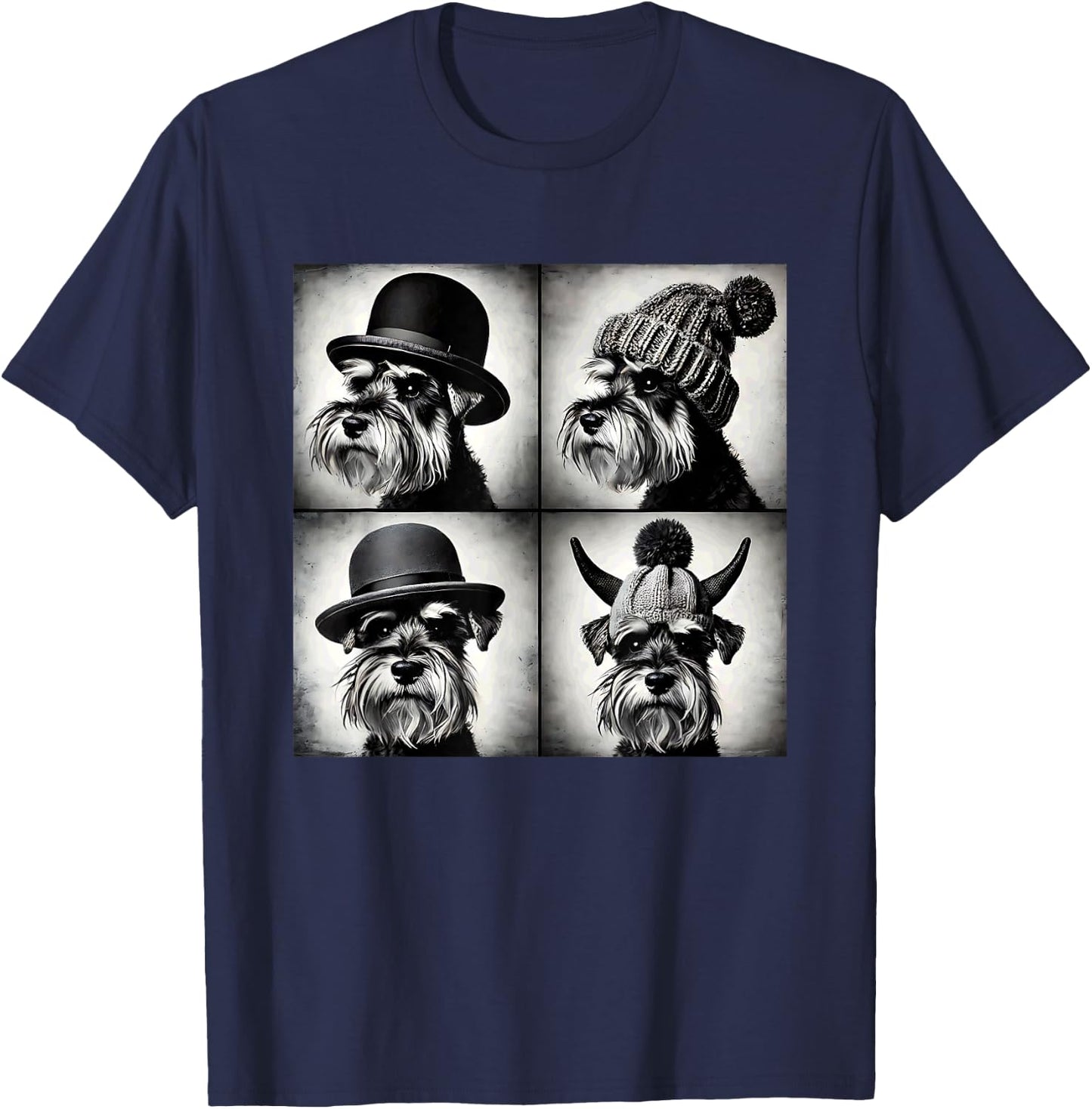 Mini Schnauzer Selfie Hats: Funny Cute Meme Art T-Shirt - T-Shirt | Navy