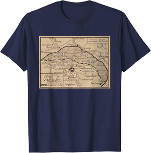 Old Battle of Verdun Map (1924) T-Shirt - T-Shirt | Navy