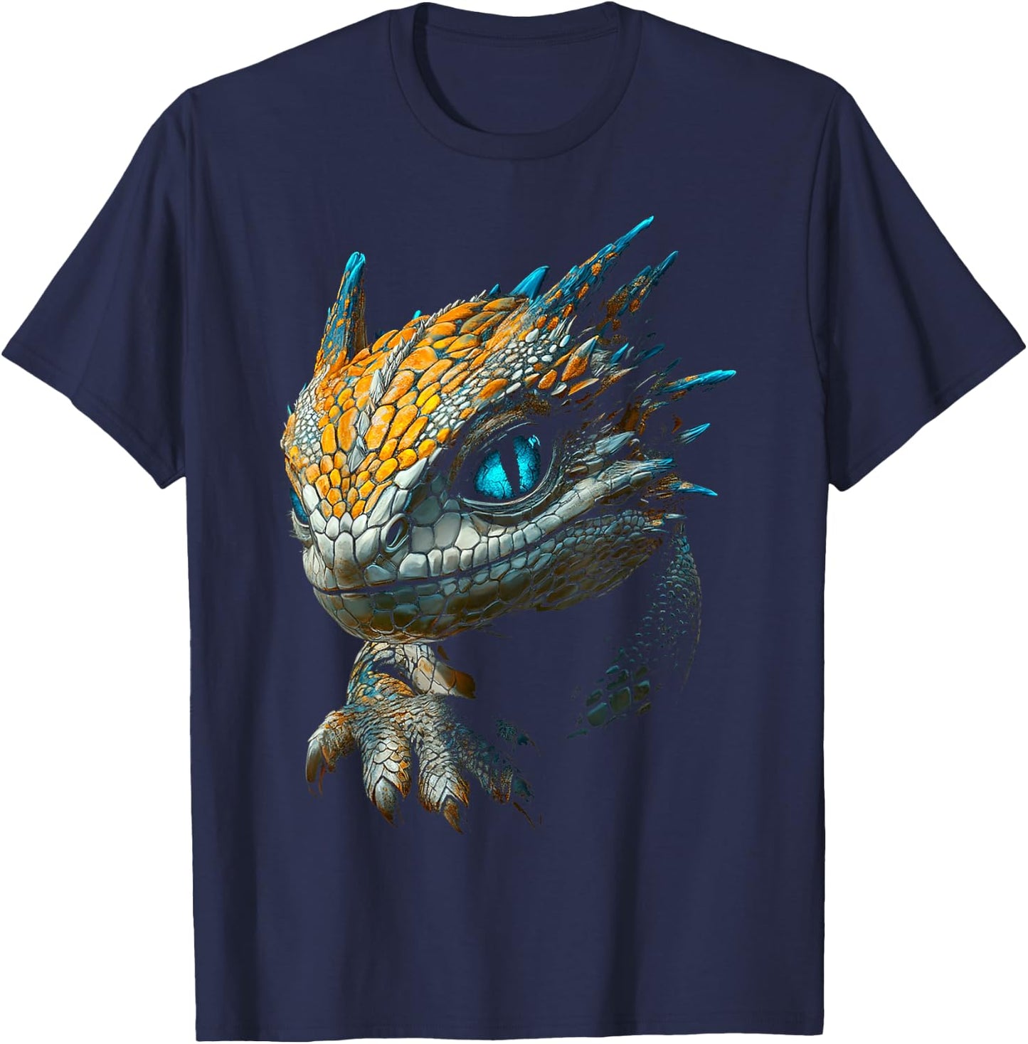 Mythical Dragon Blue Eyes Illustration Dragon T-Shirt - T-Shirt | Navy