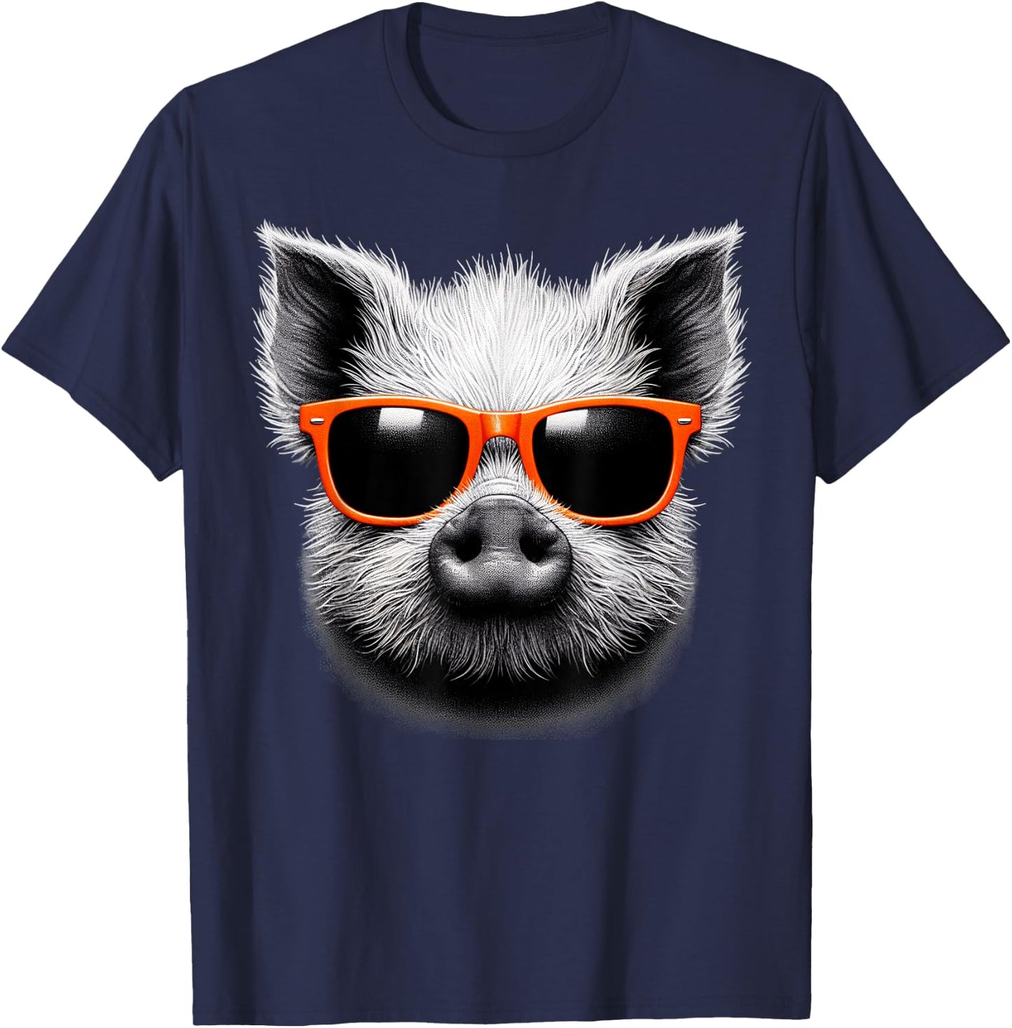 Cool Pig Wearing Sunglasses Graphic Art T-Shirt - T-Shirt | Navy