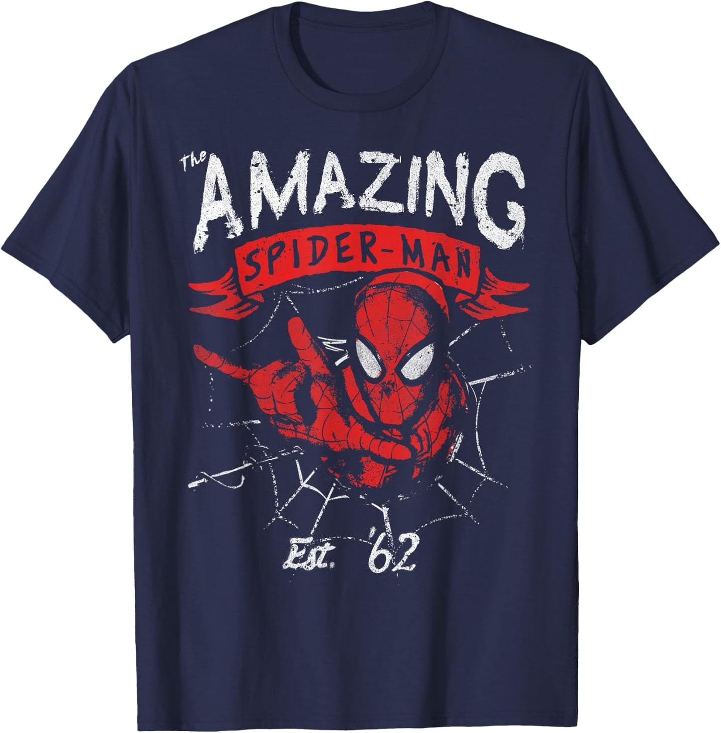 Marvel The Amazing Spider-Man Banner Logo Portrait T-Shirt - T-Shirt | Navy