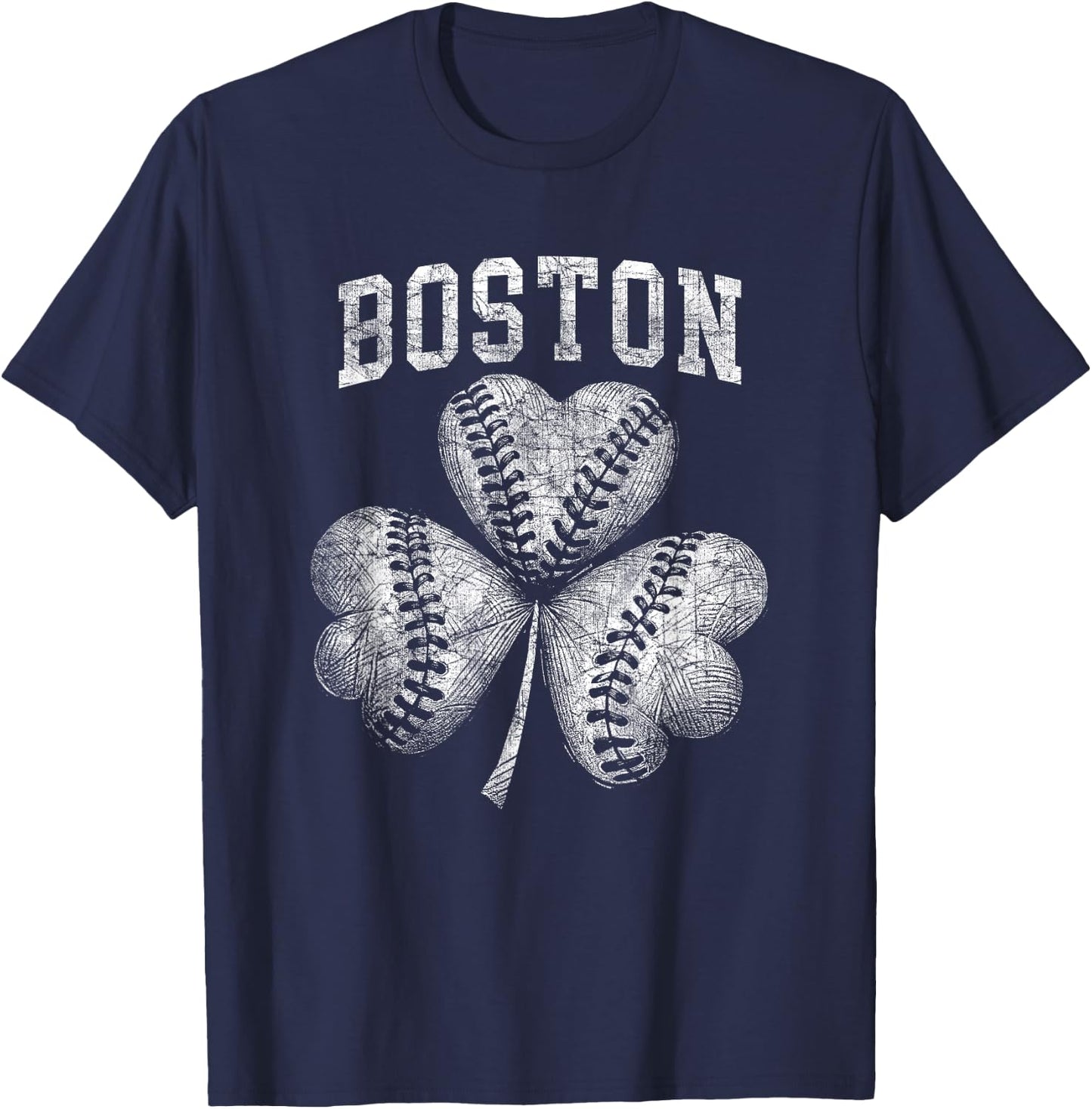 Vintage Shamrock St Patrick's Boston Irish American T-Shirt - T-Shirt | Navy