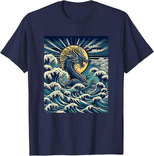 Year of the Dragon with The Great Wave off Kanagawa T-Shirt - T-Shirt | Navy