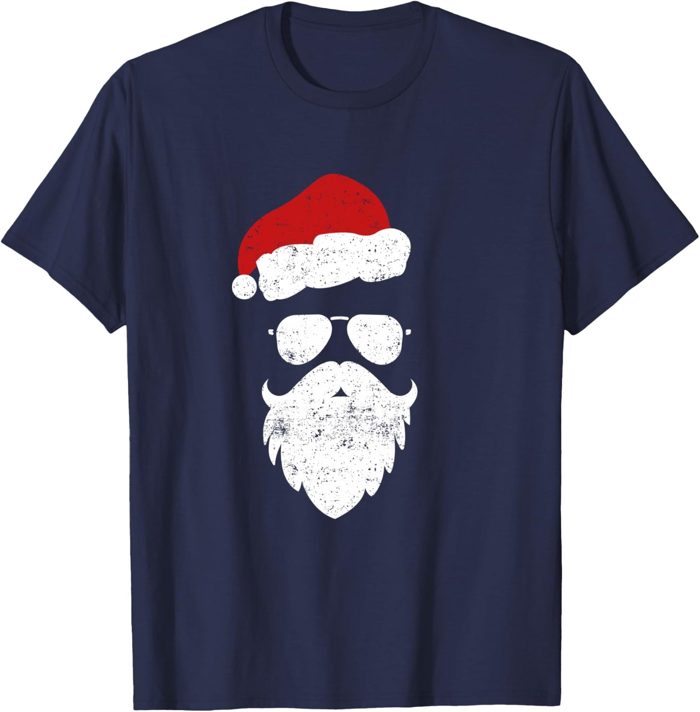 Hipster Santa Beard Aviator Sunglasses and Hat Shirt T-Shirt - T-Shirt | Navy