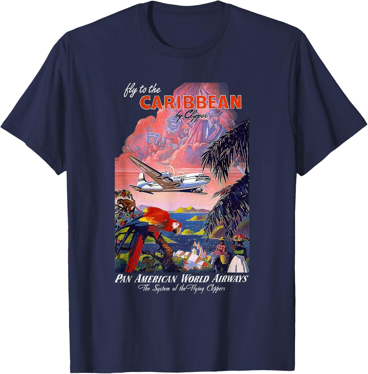 Pan Am Fly to the Caribbean Vintage T-Shirt - T-Shirt | Navy