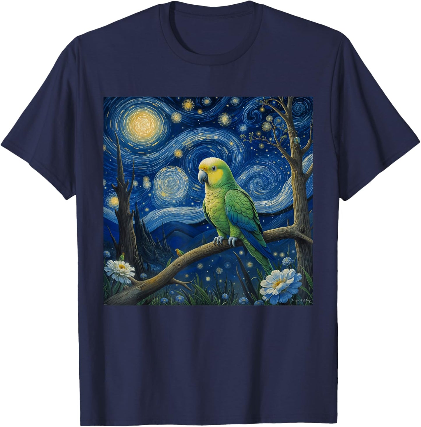 Quaker Parrot Starry Night Quaker Parrot T-Shirt - T-Shirt | Navy