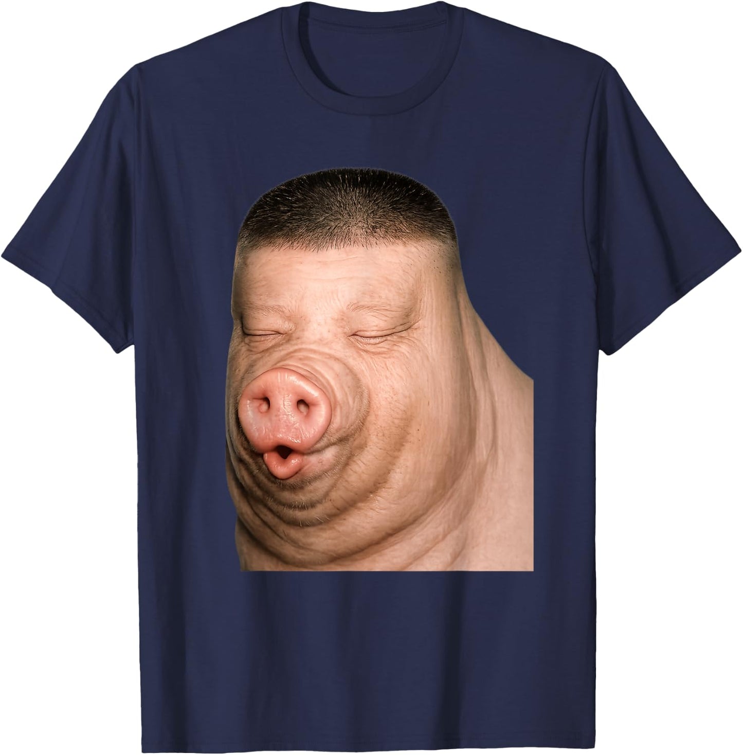 Funny Cute John Pork Dih Meme Fade Haircut T-Shirt - T-Shirt | Navy
