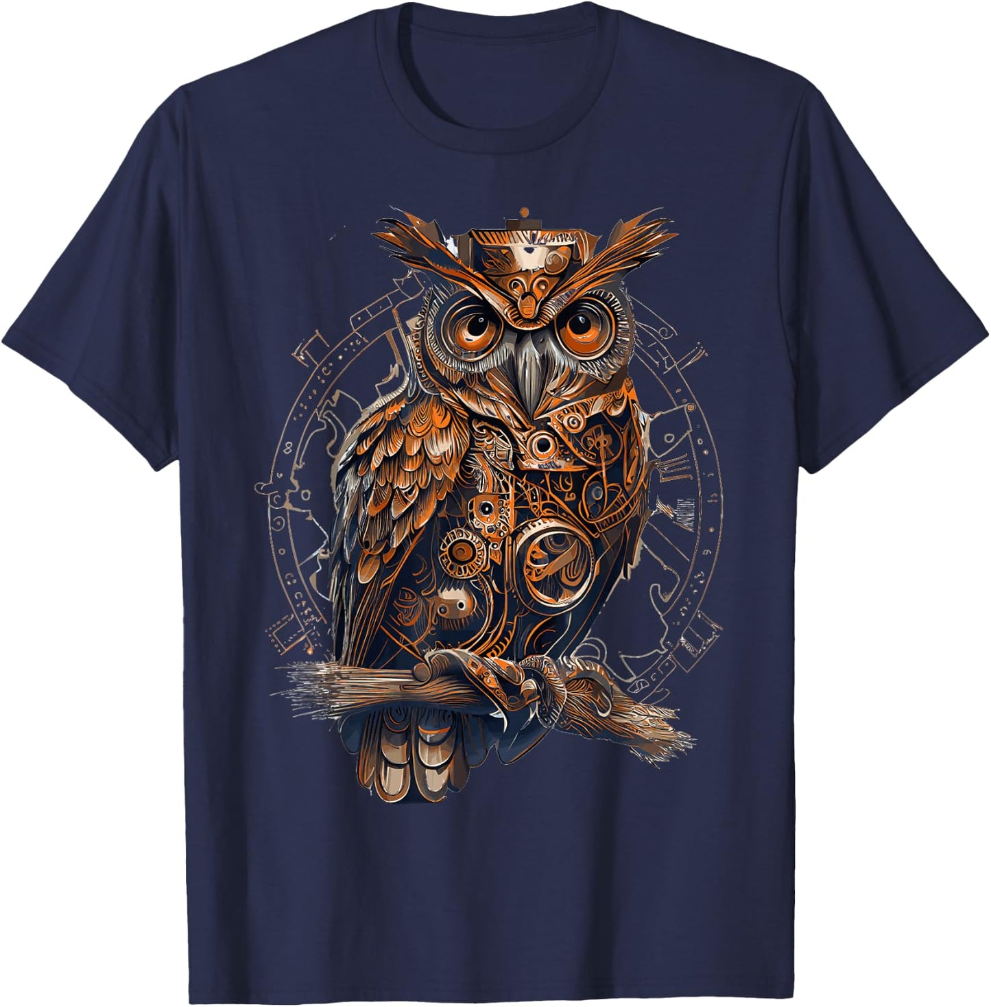 Steampunk Owl Mechanical Gears Bird Industrial Gothic , black T-Shirt - T-Shirt | Navy