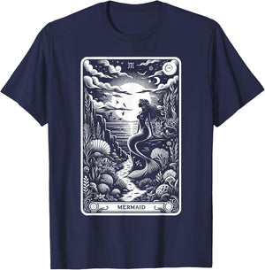Tarot Card Reading Dark Magic Fortune Telling Mermaid T-Shirt - T-Shirt | Navy