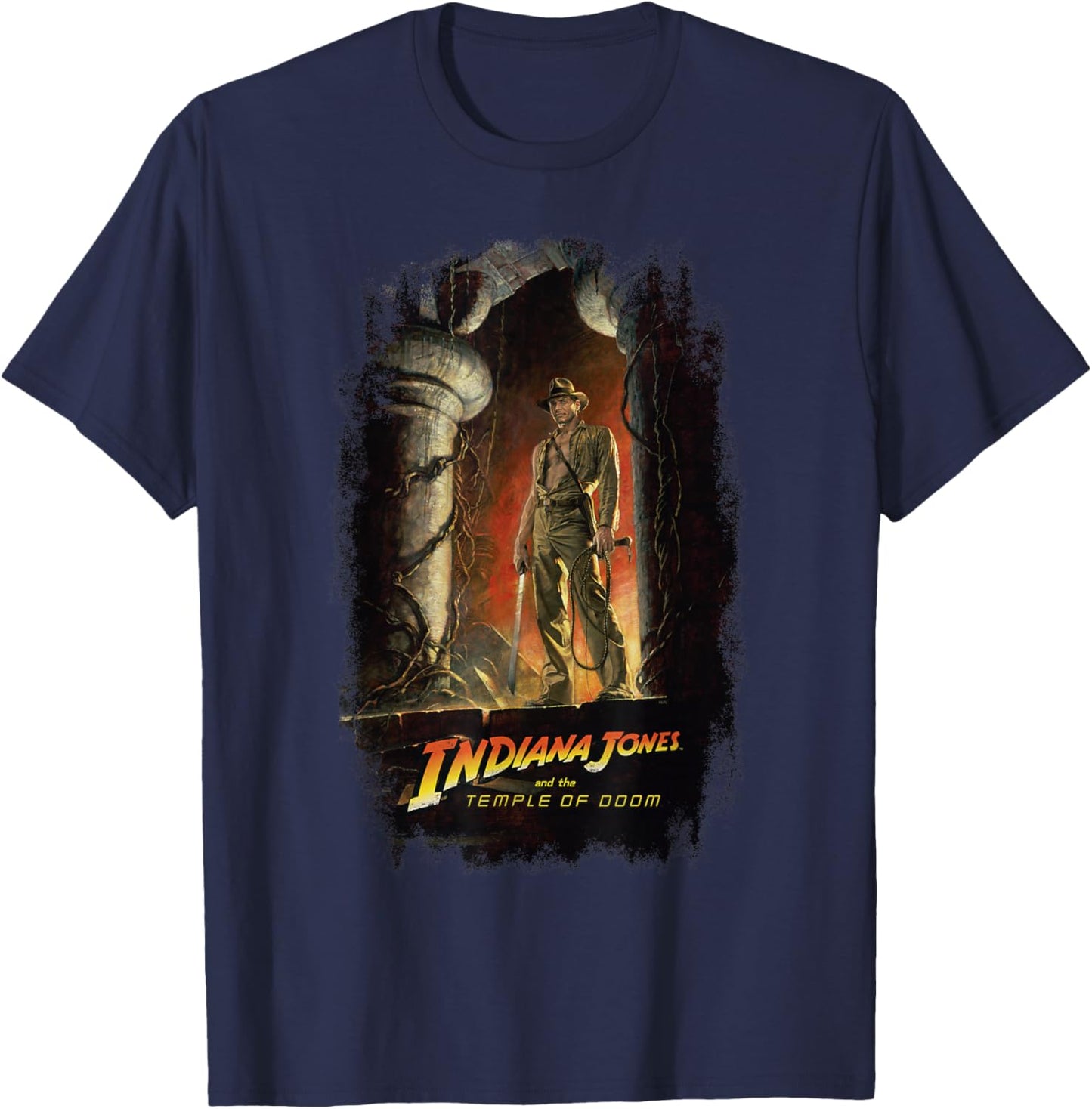 Lucasfilm Indiana Jones and the Temple of Doom Poster Art , black T-Shirt - T-Shirt | Navy