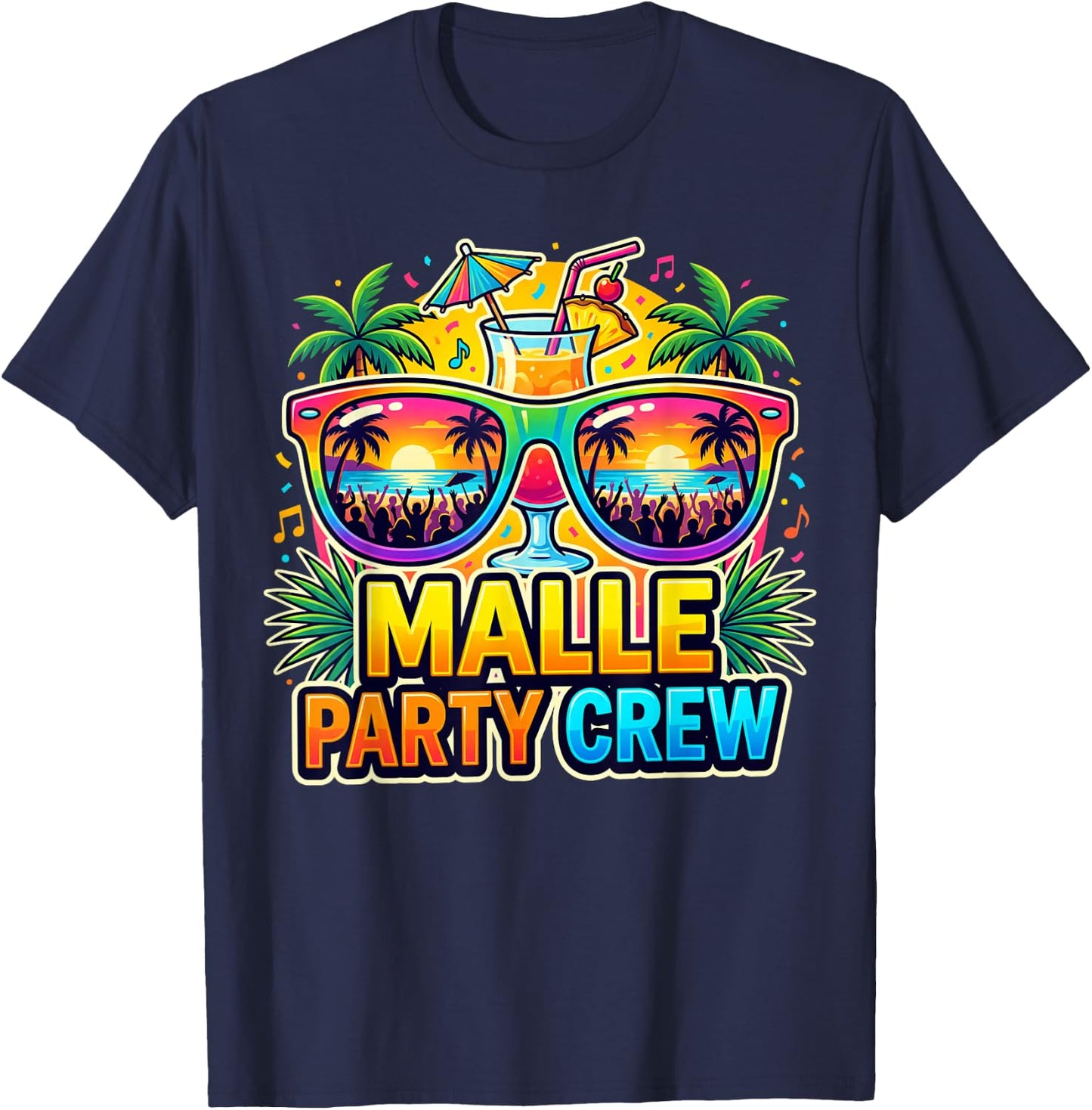 Malle Party Crew Mallorca Strand Urlaub T-Shirt - T-Shirt | Navy