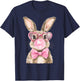 Happy Easter Bunny Blowing Bubble Gum Cute Bow Tie Boy Girl T-Shirt - T-Shirt | Navy
