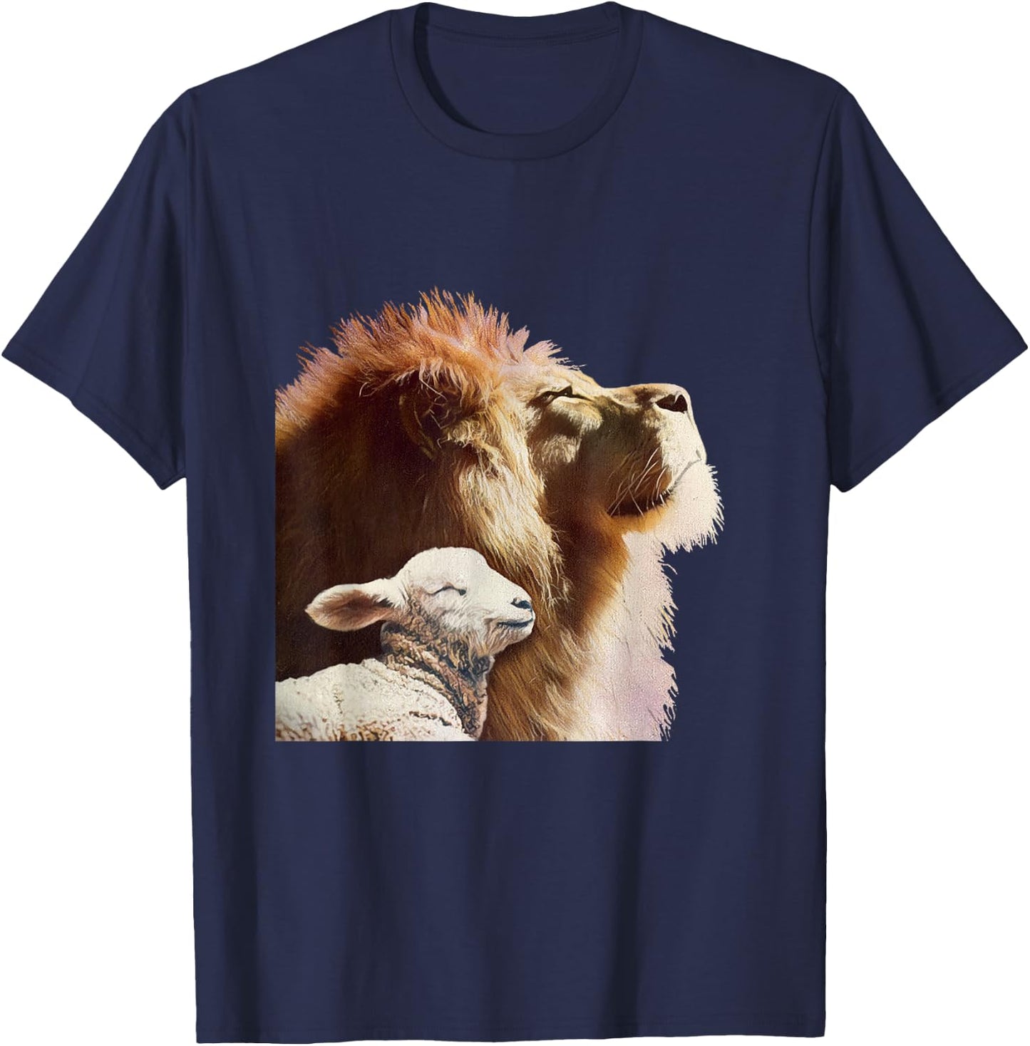 Bible Verse Religious Apparel The Lion and The Lamb T-Shirt - T-Shirt | Navy