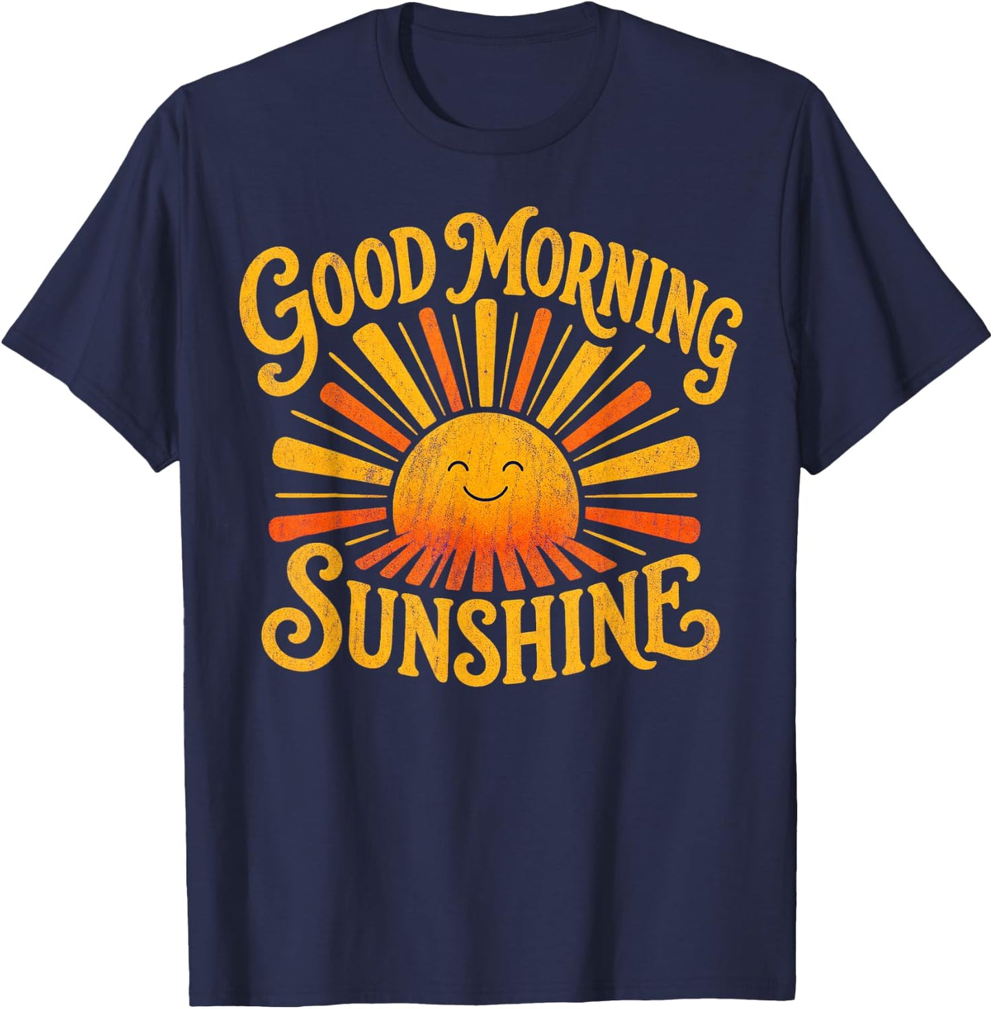Good Morning Sunshine Vintage Retro Graphic T-Shirt - T-Shirt | Navy