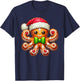 Funny Gingerbread Man Octopus Christmas Kids T-Shirt - T-Shirt | Navy