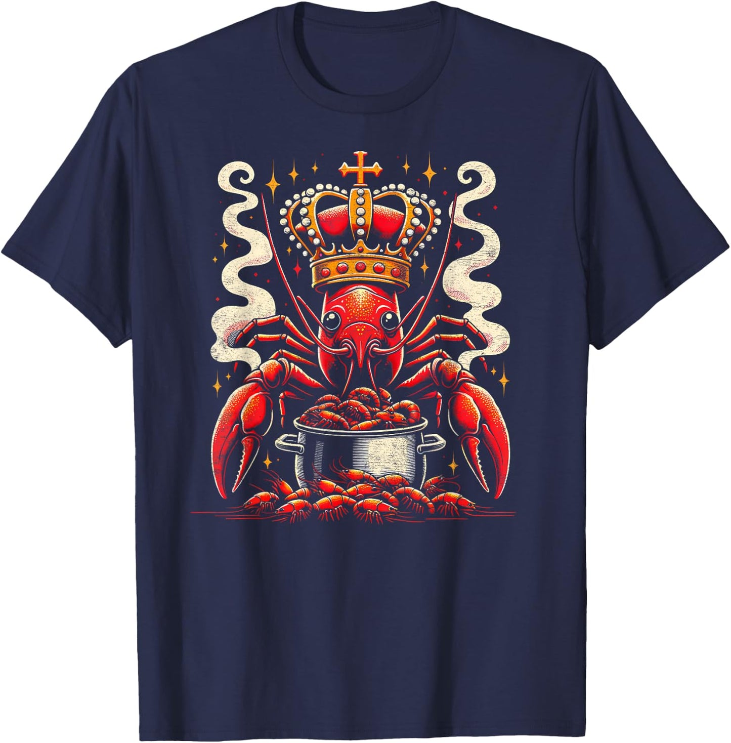 Crawfish King Of The Boil Louisiana Cajun Seafood T-Shirt - T-Shirt | Navy