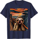 Expressionist Scream Sloth Lovers Sloth Scream Parody Art T-Shirt - T-Shirt | Navy