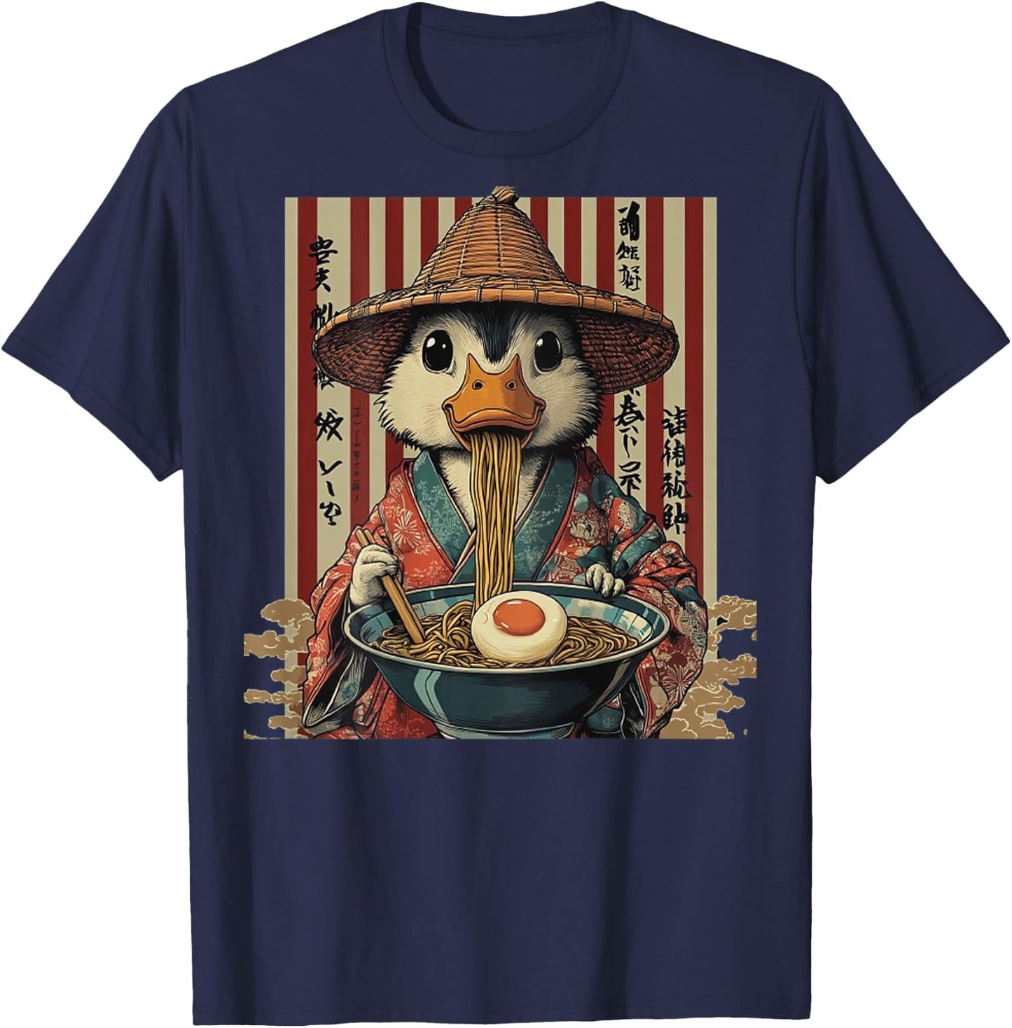 Backprint Japan Aesthetic Ramen Nudeln Urban Streetwear T-Shirt - T-Shirt | Navy