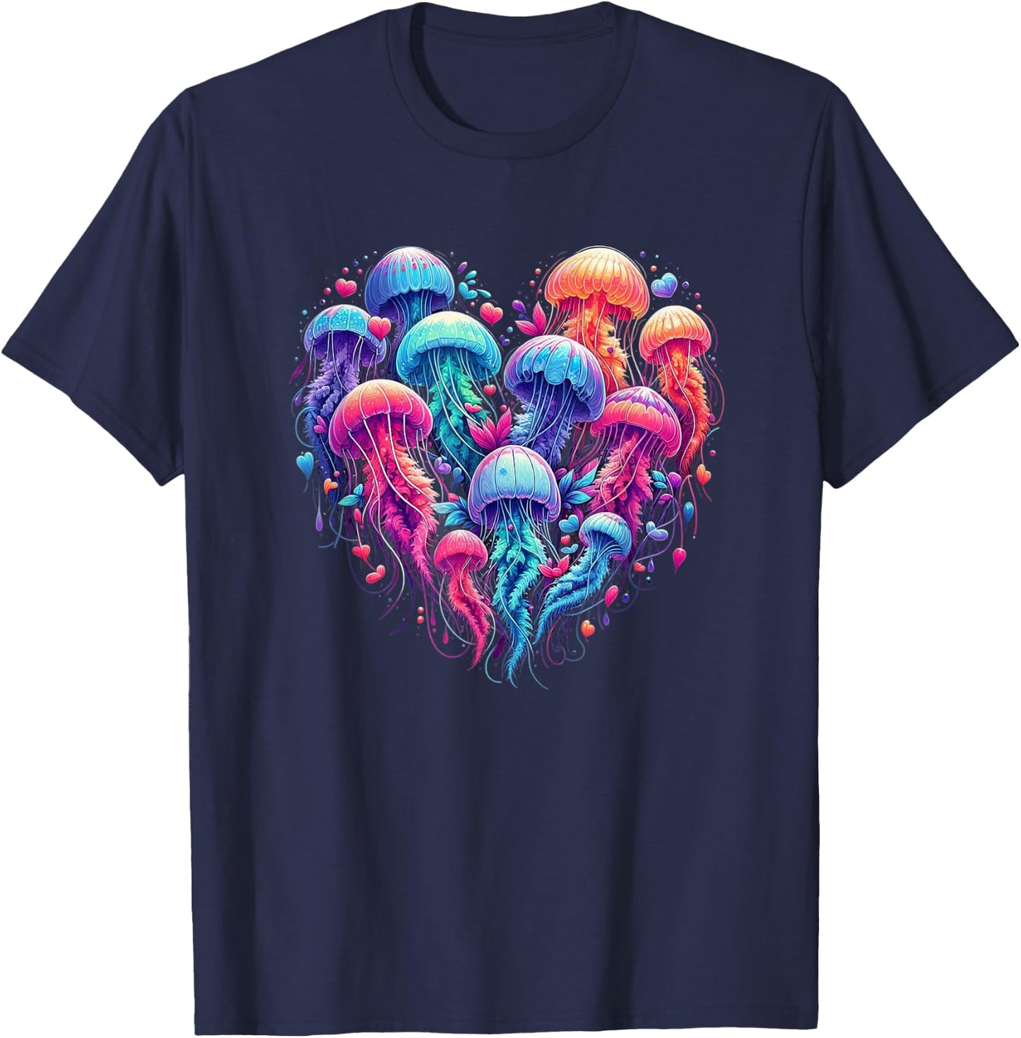 Jellyfish Love Beautiful Colorful Jellyfish Art Fish T-Shirt - T-Shirt | Navy