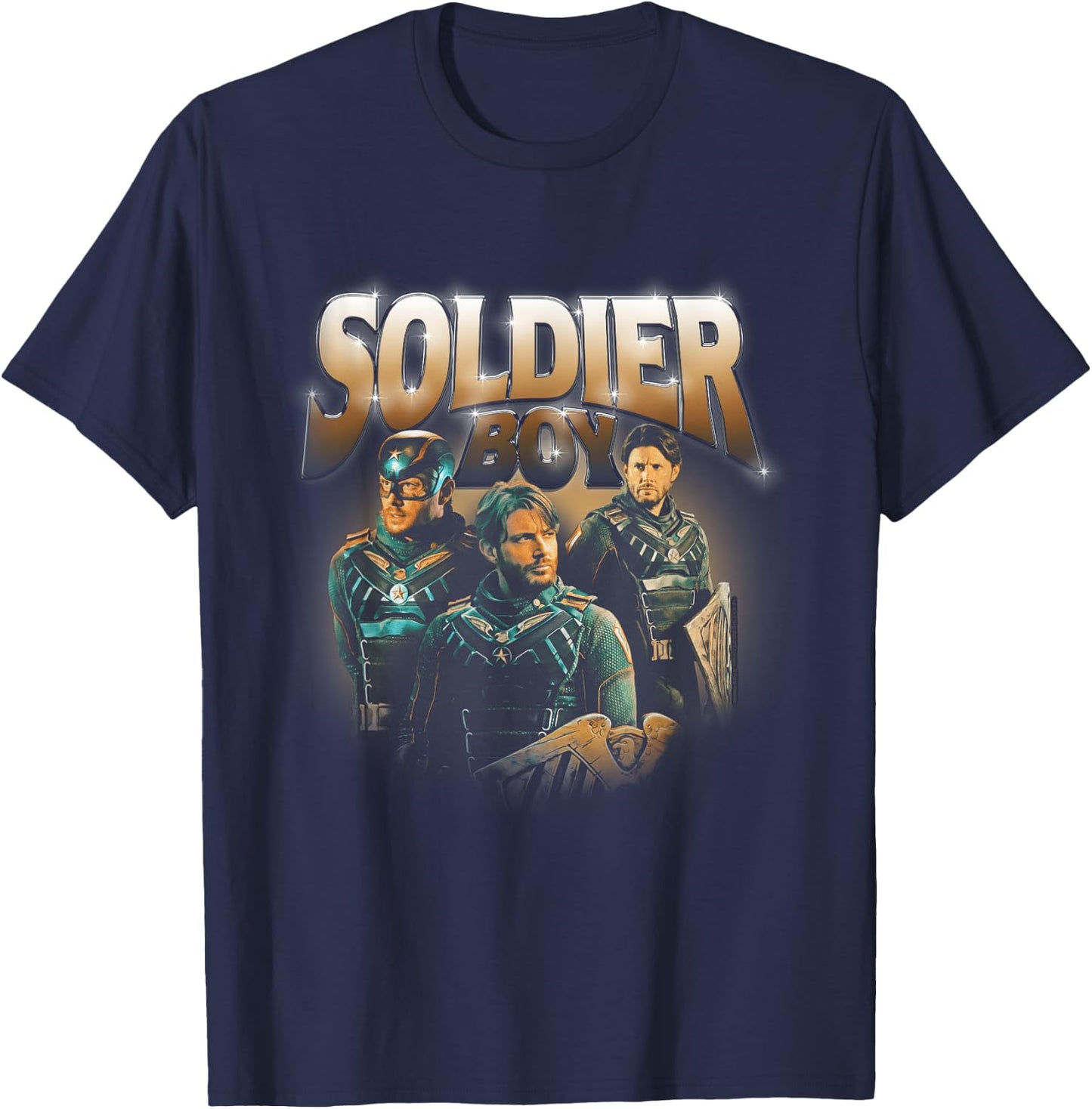 The Boys Soldier Boy Supe Character 90s Collage , black T-Shirt - T-Shirt | Navy