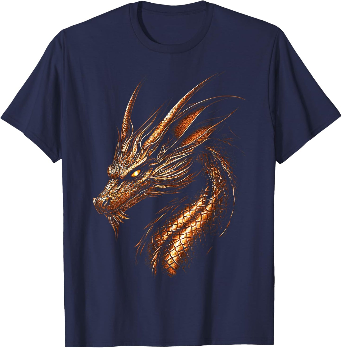 Copper Dragon Graphic Mythical Illustration Copper Dragon T-Shirt - T-Shirt | Navy