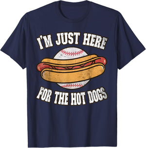 I'm just here for The Hot Dogs Ballpark Playing Baseball T-Shirt - T-Shirt | Navy