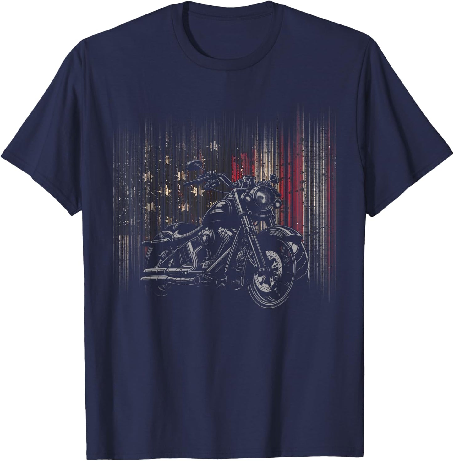 American Flag Motorcycle Apparel - Motorcycle Women Kids Men T-Shirt - T-Shirt | Navy