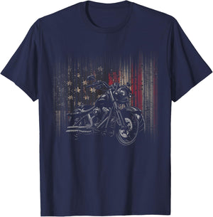 American Flag Motorcycle Apparel - Motorcycle Women Kids Men T-Shirt - T-Shirt | Navy