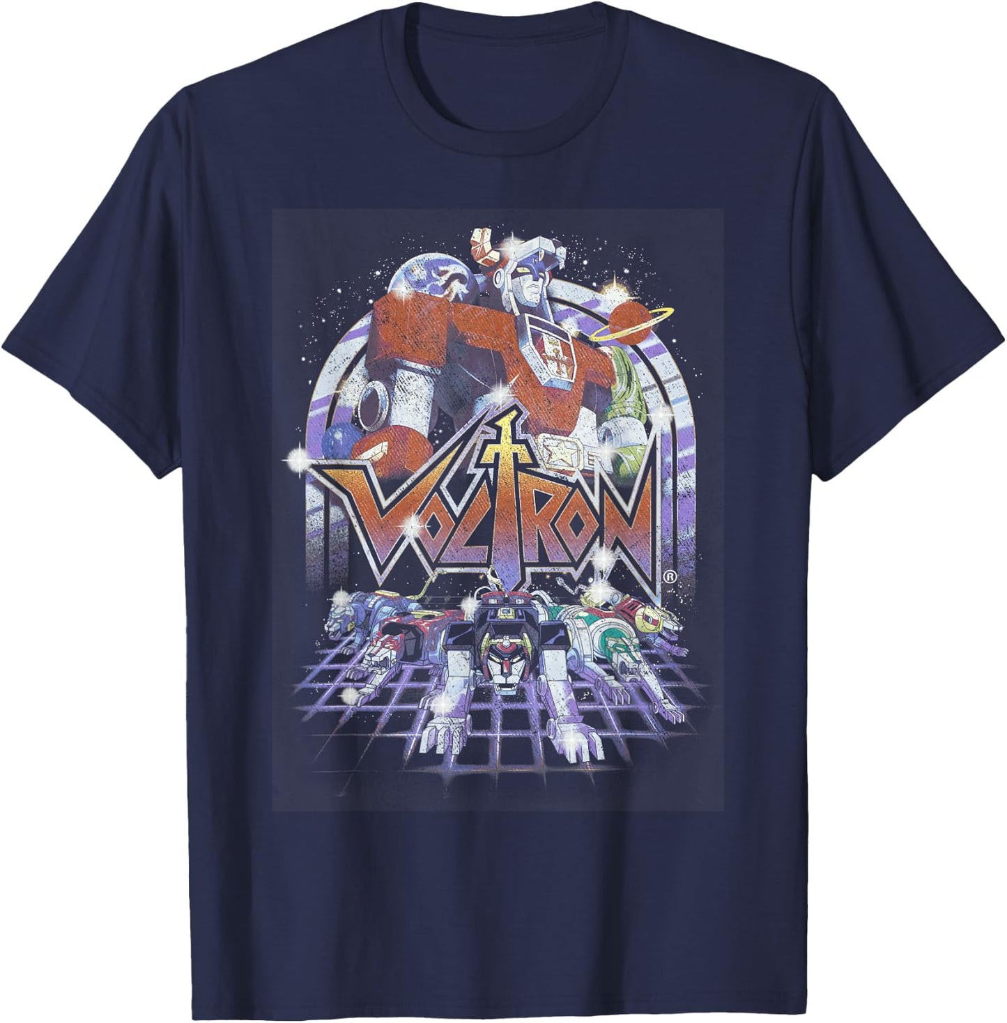 Voltron Defender Of The Universe Gleam Vintage Logo T-Shirt - T-Shirt | Navy