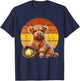 Cute Highland Cow Softball , Retro Sunset Softball T-Shirt - T-Shirt | Navy