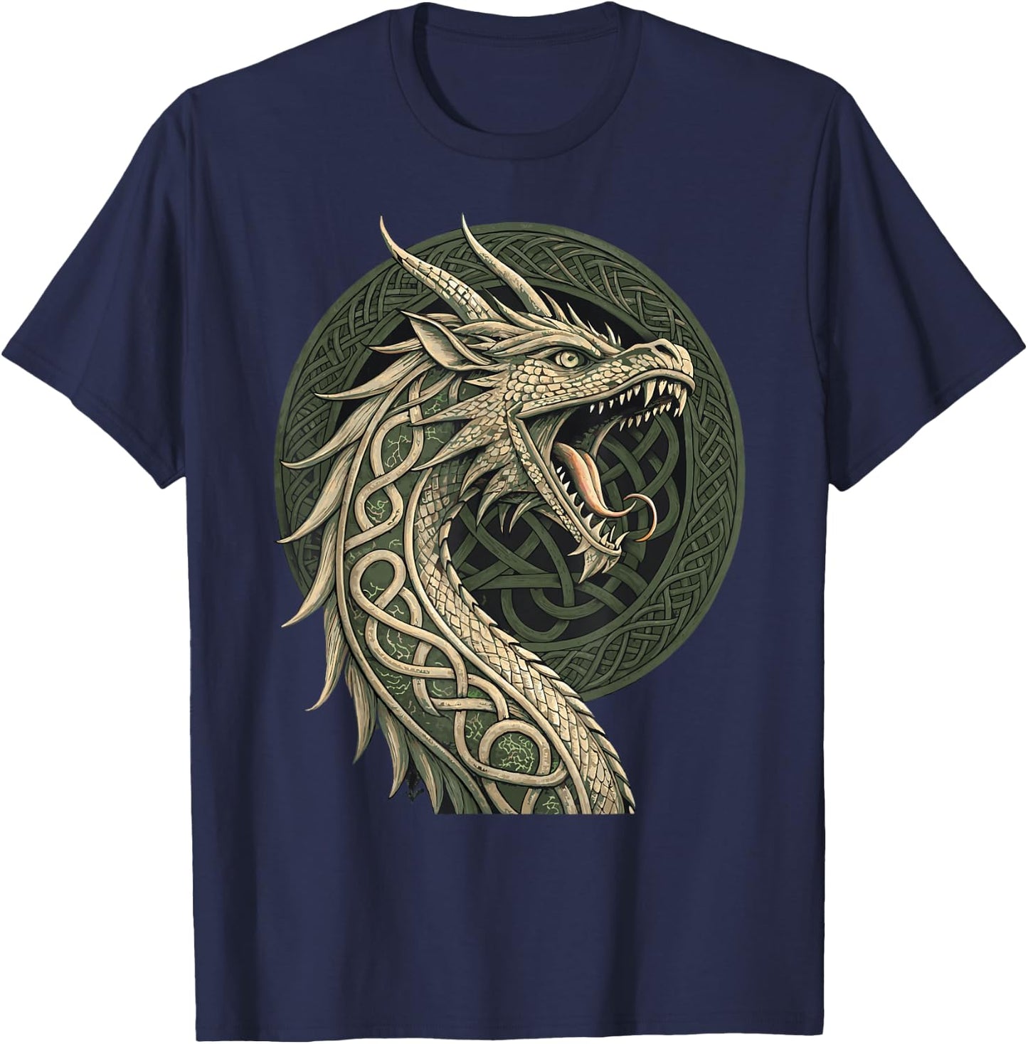 Nordic Rune Dragon – Viking Knotwork Norse T-Shirt - T-Shirt | Navy