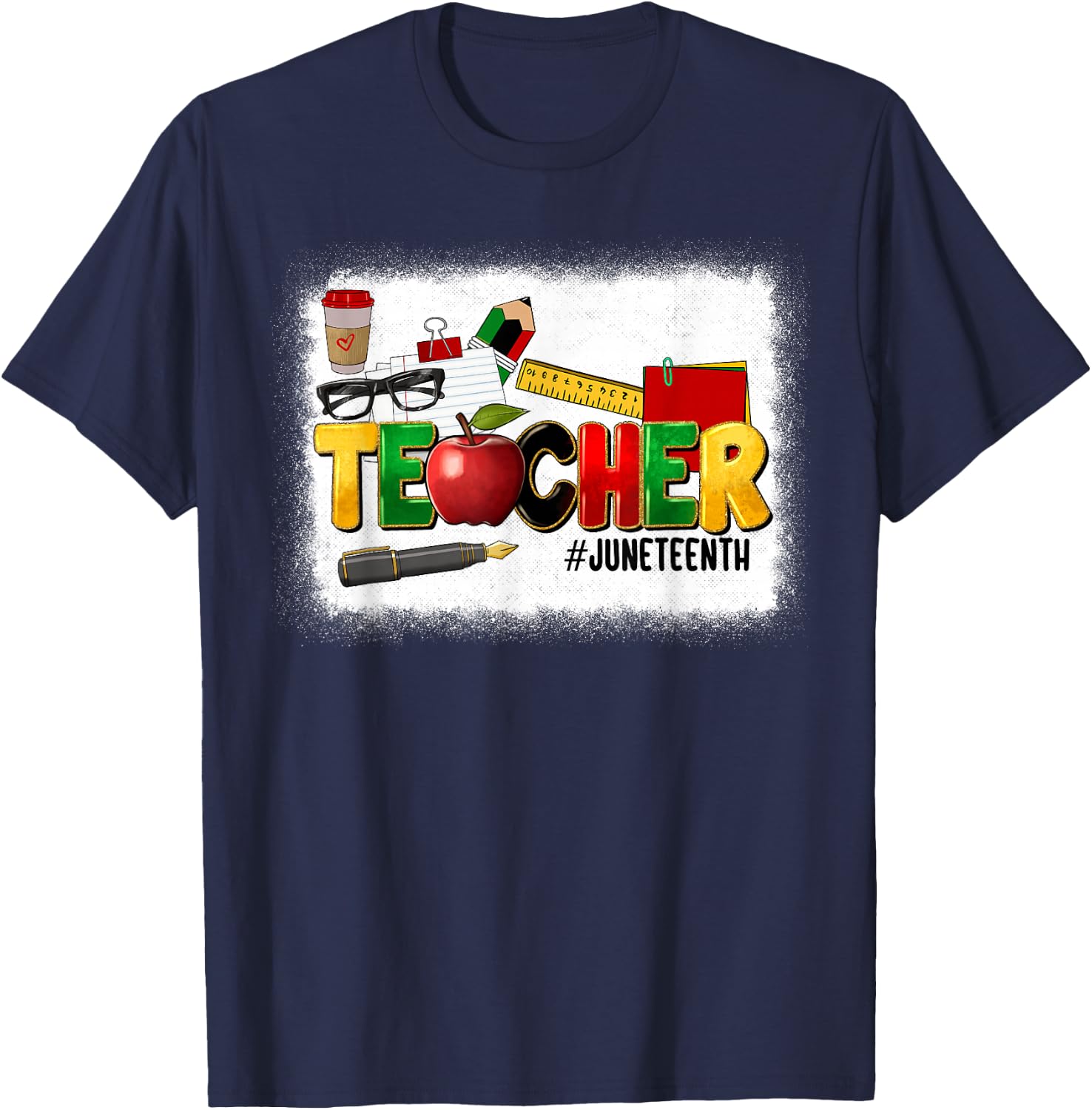 Juneteenth Teacher 1865 Black History Month Melanin Teaching T-Shirt - T-Shirt | Navy