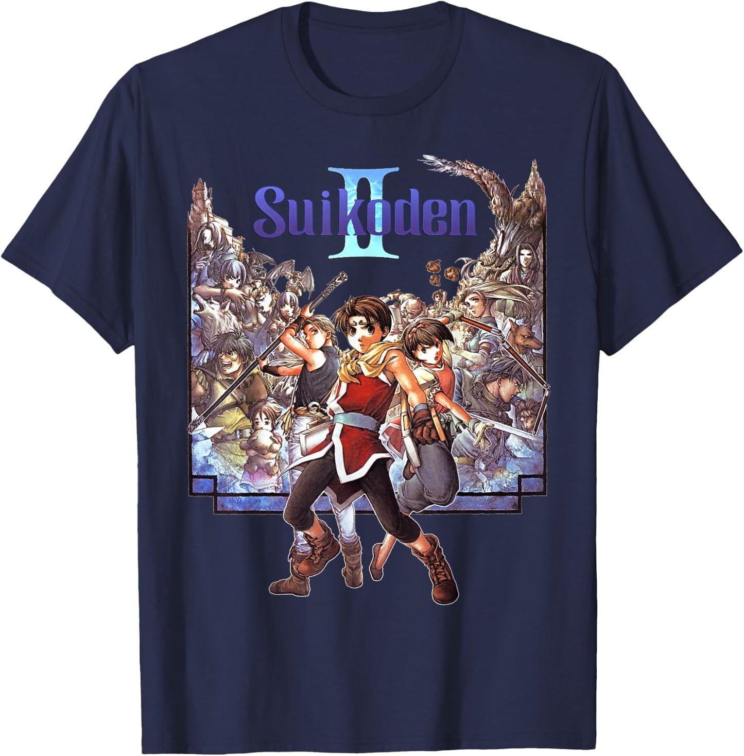 Suikoden II Box Art Episches Abenteuer, Retro-Spiel, Hommage Art T-Shirt - T-Shirt | Navy