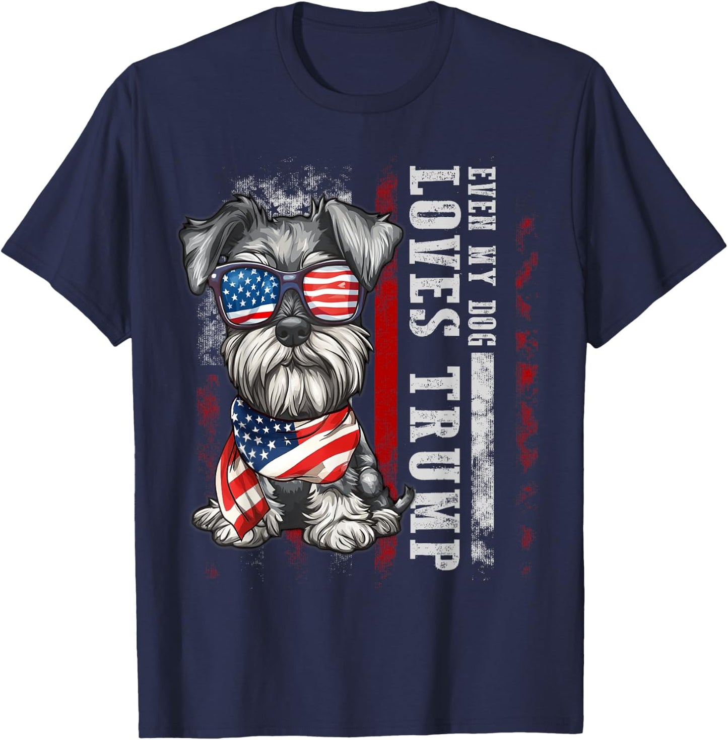 Schnauzer Even My Dog Loves Trump Funny Men Women Kids T-Shirt - T-Shirt | Navy