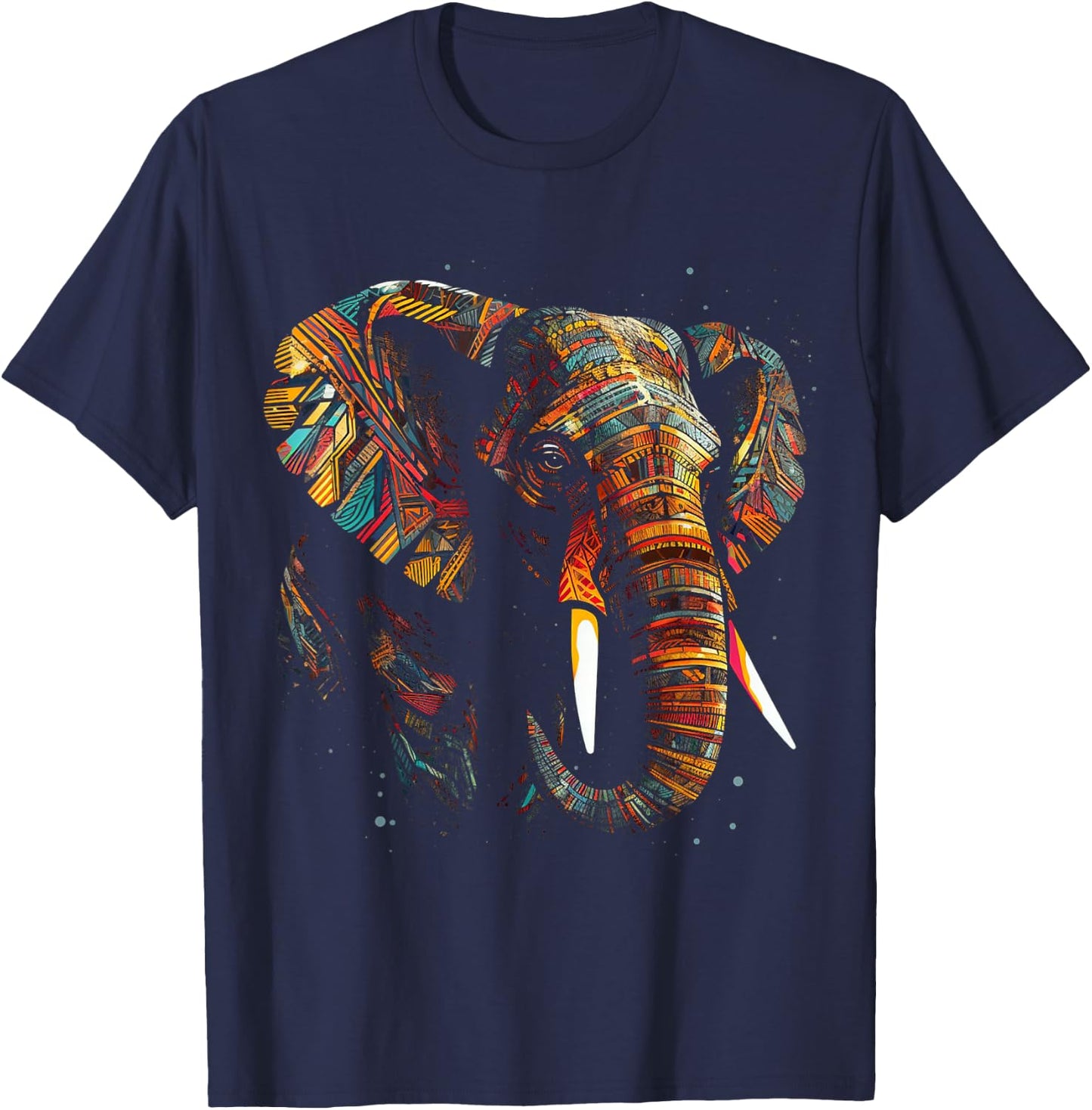 Elephant Animal Colourful Animal Lovers Art Elephant T-Shirt - T-Shirt | Navy