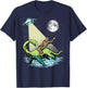 Bigfoot Riding Nessie & UFO Aliens At Night Funny Retro T-Shirt - T-Shirt | Navy