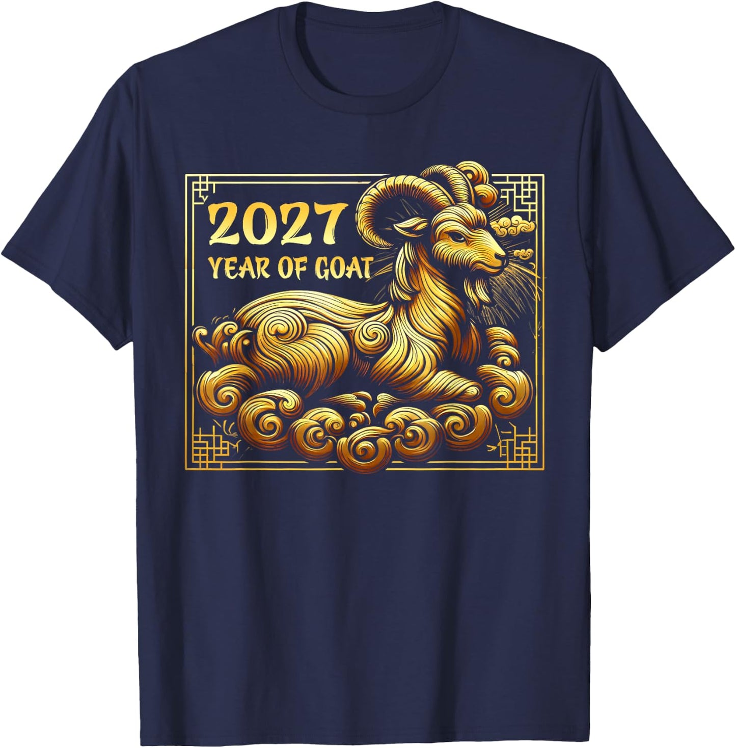 Happy Chinese New Year 2027 - Lunar New Year Goat Red 2027 T-Shirt - T-Shirt | Navy